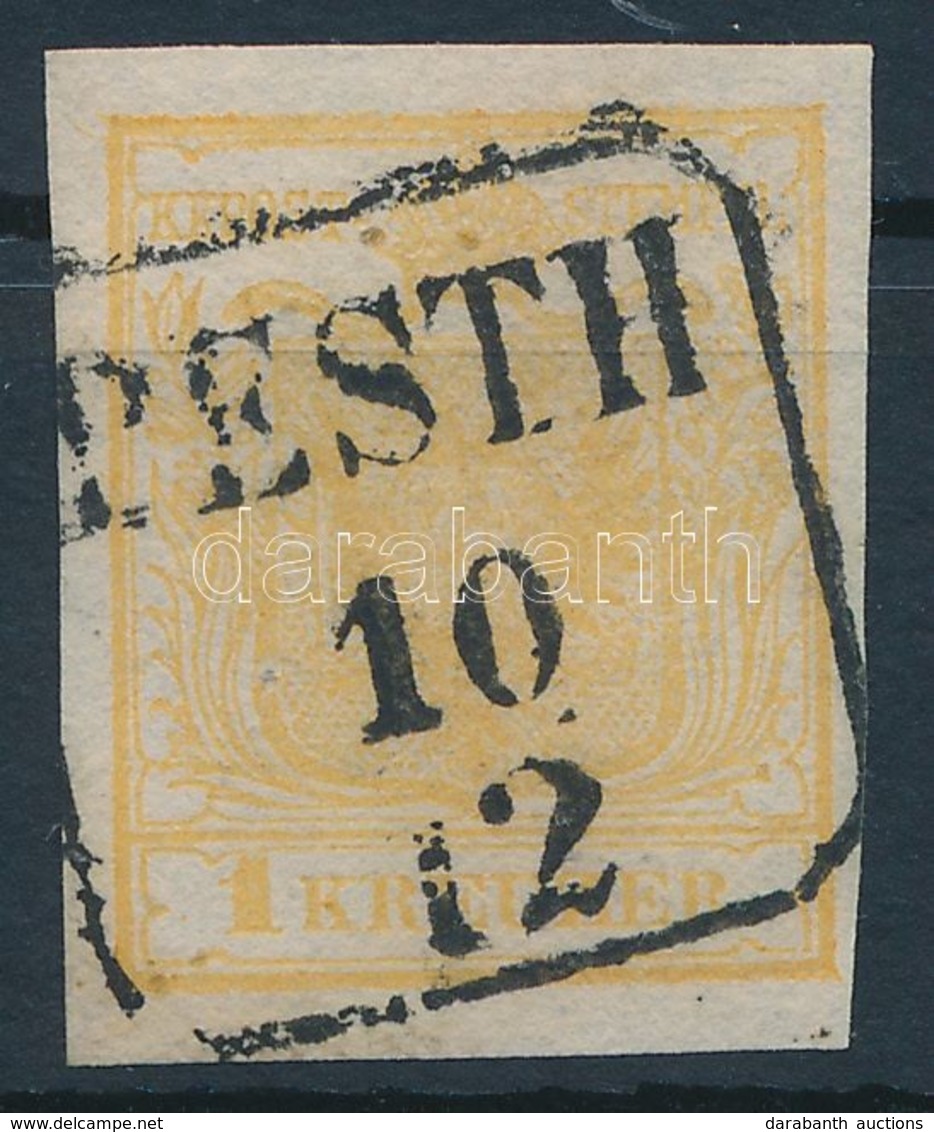 O 1850 1kr HP Ia Sárgásokker / Yellow Ochre, Vékony Papír / Thin Paper 'PESTH' Certificate: Steiner - Sonstige & Ohne Zuordnung