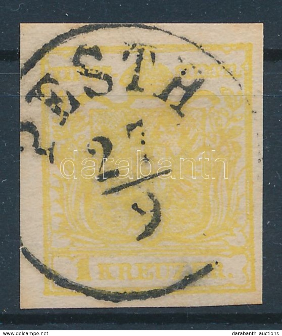 O 1850 1kr Citrom / Yellow MP III 'PESTH' Certificate: Strakosch - Sonstige & Ohne Zuordnung