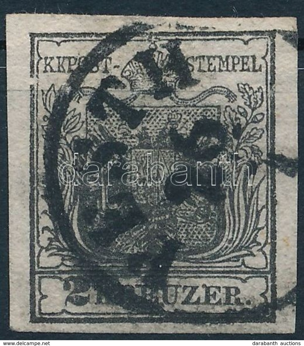 O 1850 2kr HP IIIa Kiemelt Középrész, Kerettörés és Gépszínátnyomat / Plate Flaw And Machine Offset. 'PESTH' Certificate - Otros & Sin Clasificación