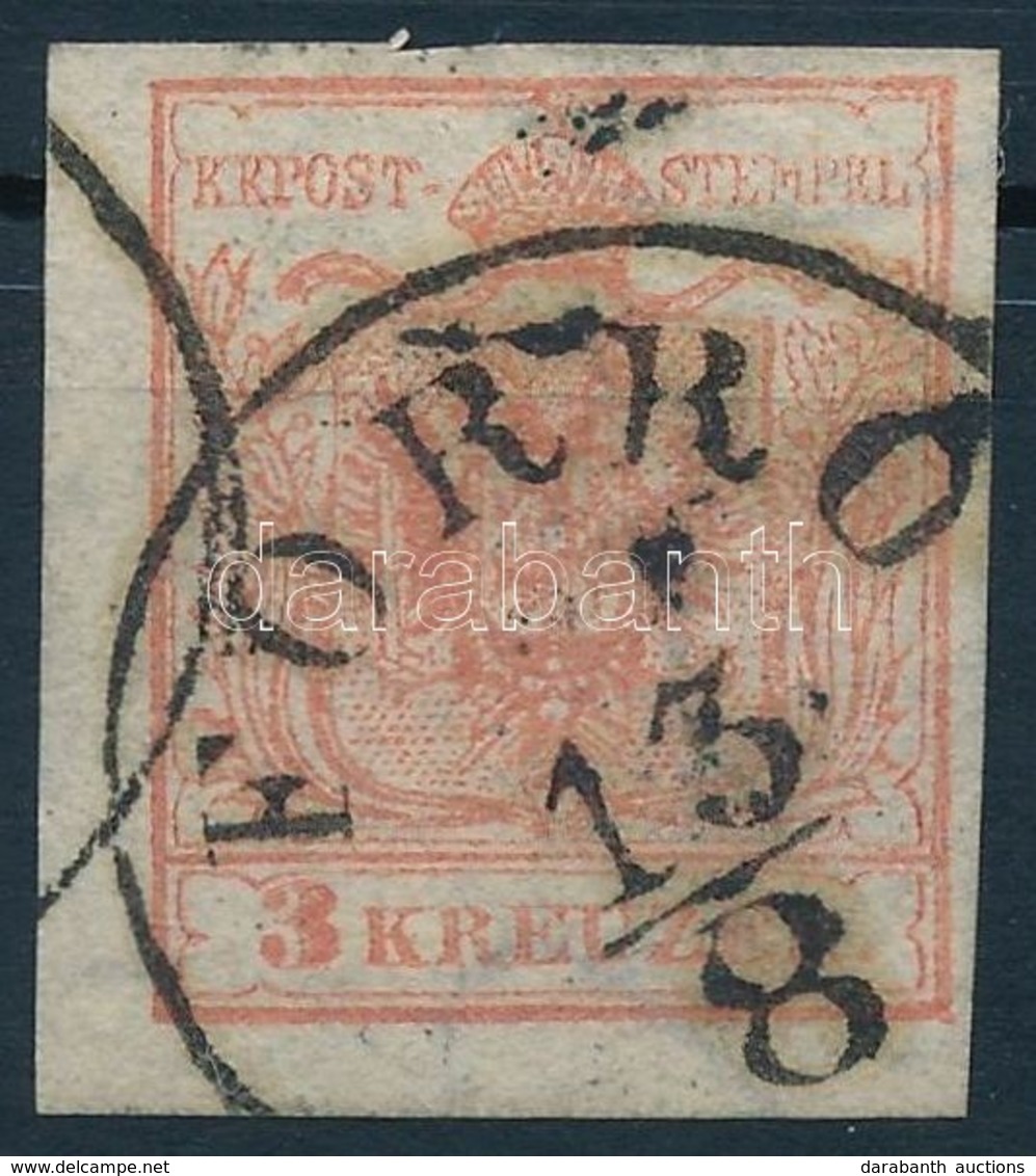 O 1850 3kr Vízjeles / With Watermark 'FORRÓ' (Gudlin 100 P) - Autres & Non Classés