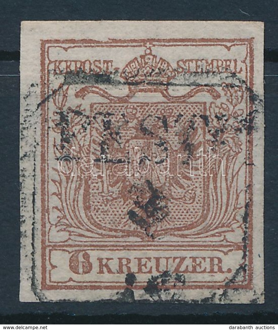 O 1850 6kr HP Ia. Vörösesbarna, Lemezhiba A Felső Kereten / Redbrown, Plate Flaw On Frame Abowe 'PESTH' Certificate: Ste - Autres & Non Classés