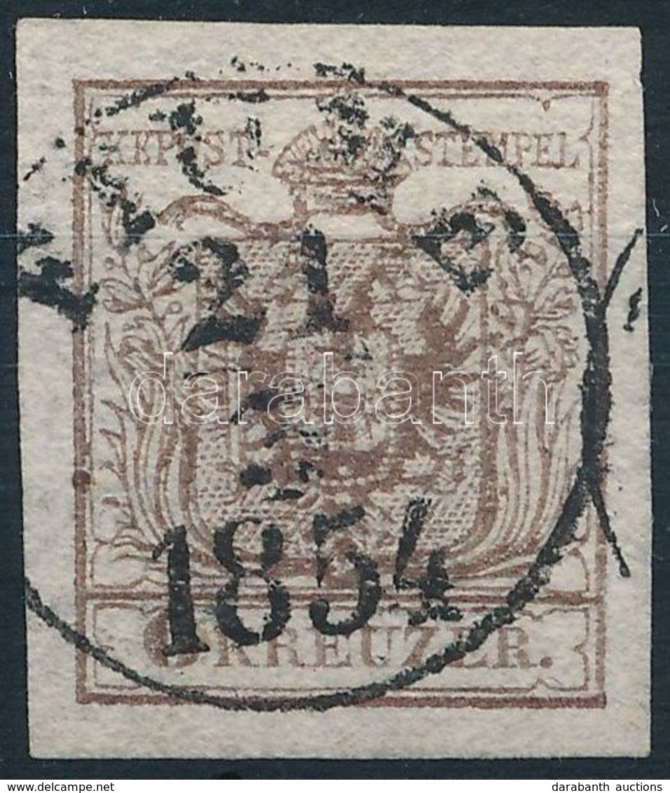 O 1850 6kr Sötétbarna HP III. / Dark Brown 'FIUME' Certificate: Steiner - Autres & Non Classés