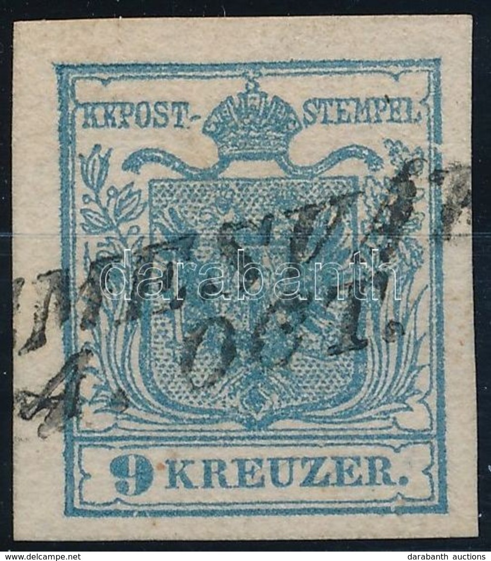 O 1850 9kr I. Szürkéskék, Nagy ívszélekkel és Lemezhibával, Magistris 112 / Greyblue, Large Margins And Plate Flaw. '(TE - Sonstige & Ohne Zuordnung