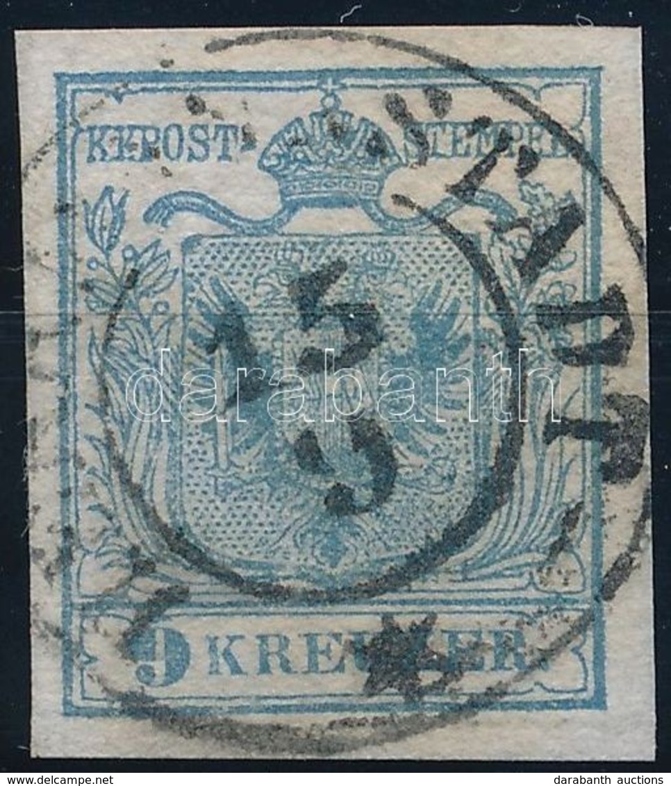 O 1850 9kr HP I. Világoskék, Lemezhibával, Magistris P138 / Light Blue, Plate Flaw. 'HERRMANNSTADT' Certificate: Strakos - Autres & Non Classés