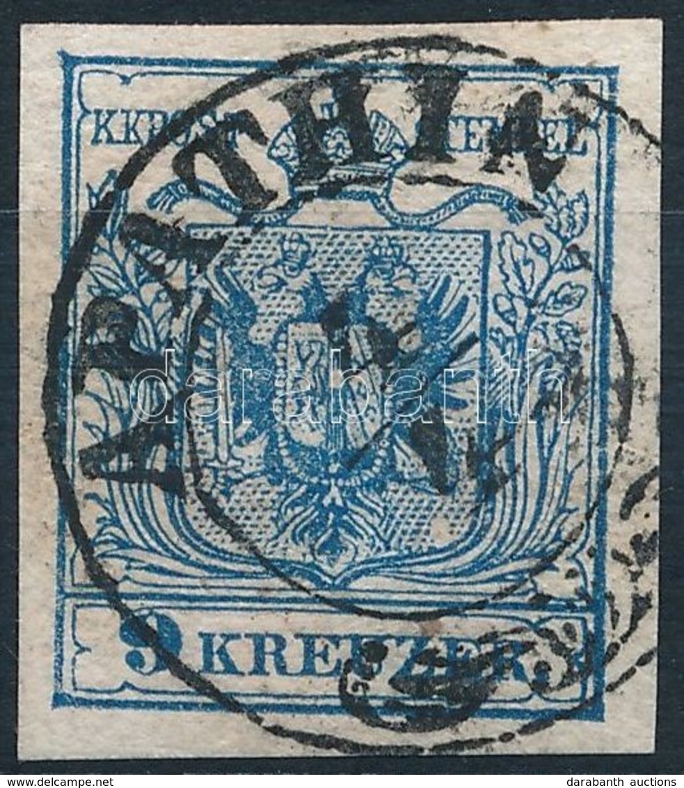 O 1850 9kr Sötétkék HP IIIb Finom Nyomat, Lemezhiba - Tojás Alakú Fehér Folt / Dark Blue, Fine Print, Plate Flaw 'APATHI - Sonstige & Ohne Zuordnung