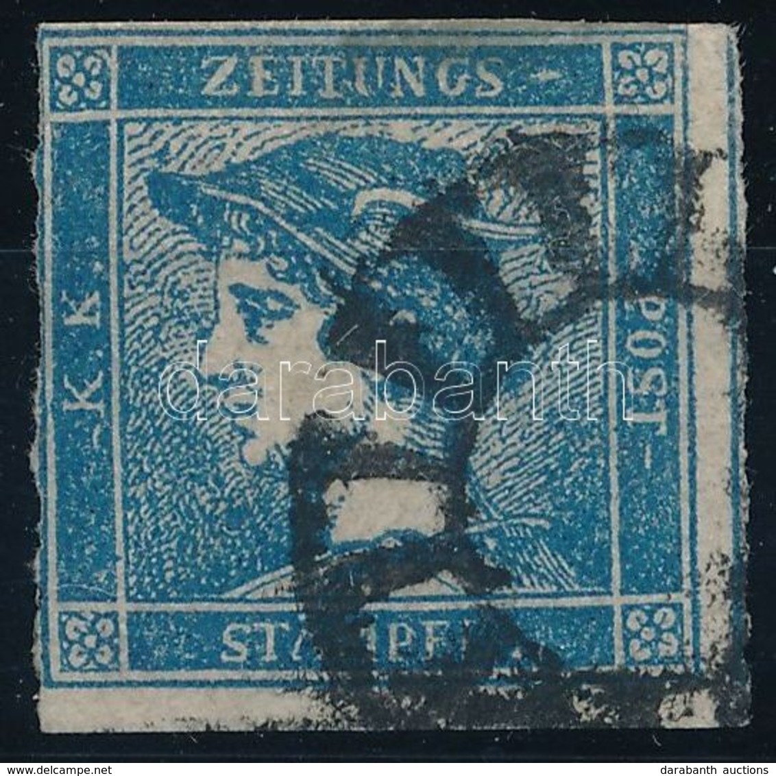 O 1851 Kék Merkúr IIc , A Bal Oldalon Tépett, Pesti Néma Bélyegzéssel / Riped On The Left Side, Pest Silent Postmark. Ce - Autres & Non Classés