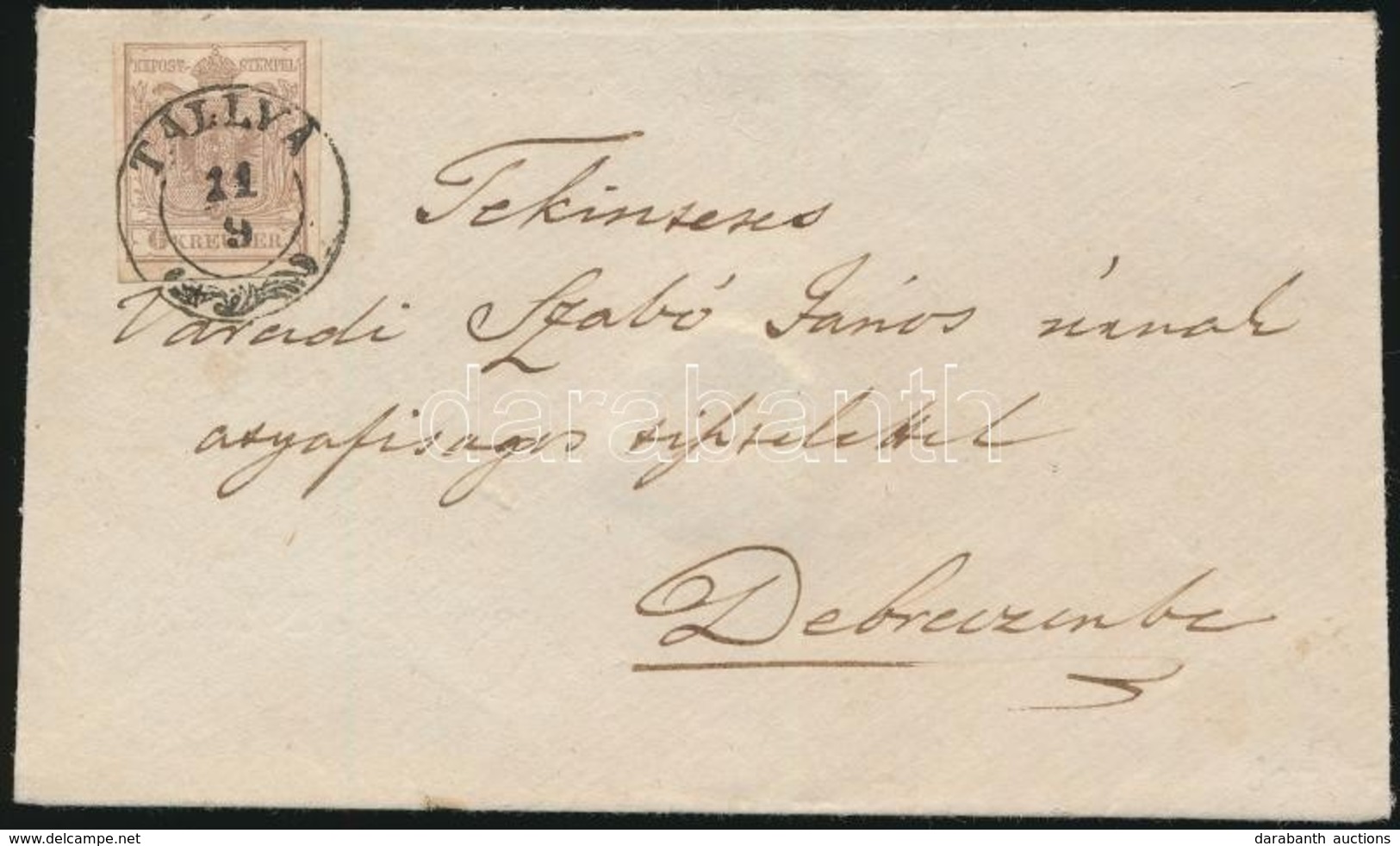 ~1851 6kr I. Levélen / On Cover 'TÁLLYA' - Debreczen - Sonstige & Ohne Zuordnung