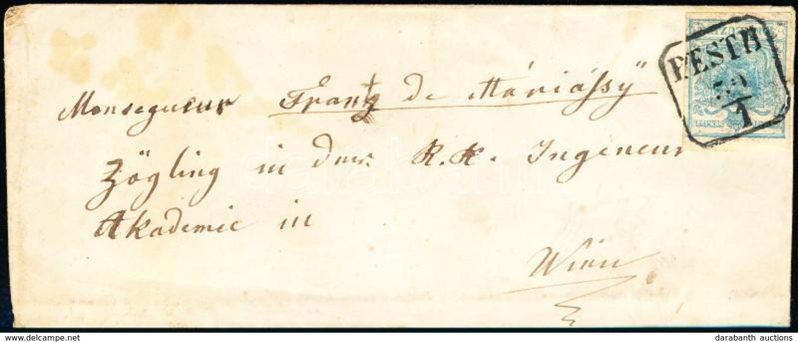 ~1852 9kr HP I Típus Levélen / On Cover 'PESTH' - Wien - Autres & Non Classés