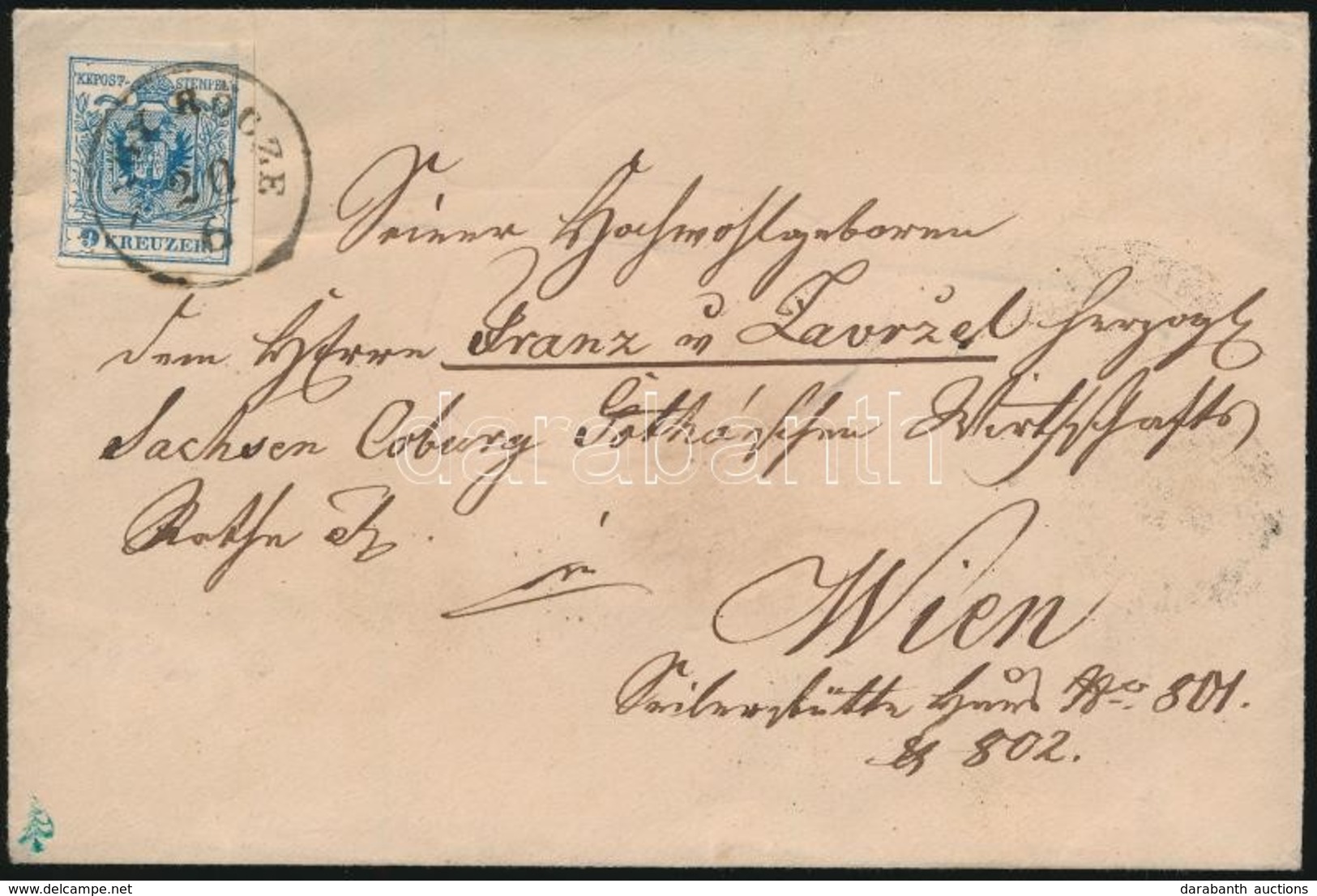 ~1855 9kr MP III. Levélen / On Cover 'NAGYRŐCZE' - Wien - Sonstige & Ohne Zuordnung