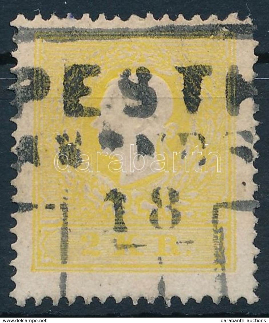 O 1858 2kr Sárga II. Szép Nyomat, Elfogazással és Kalapácsbélyegzéssel / Yellow, Nice Print With Shifted Perforation 'PE - Sonstige & Ohne Zuordnung