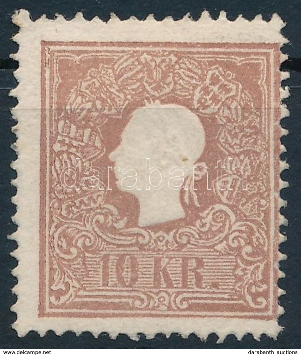 (*) 1858 10kr II Lilásbarna, Elfogazással / Purple Brown, Shifted Perforation. Certificate: Steiner - Sonstige & Ohne Zuordnung