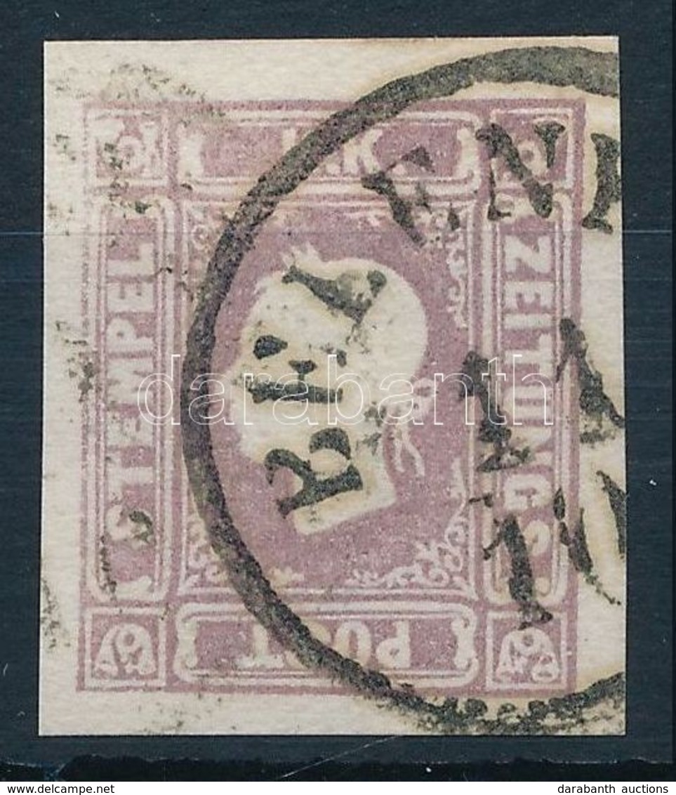 O 1858 Hírlapbélyeg Lila Bal Felső Sarokban Lemezhiba / Newspaper Stamp Violet With Plate Variety 'BELENY(ES)' (Gudlin 1 - Andere & Zonder Classificatie