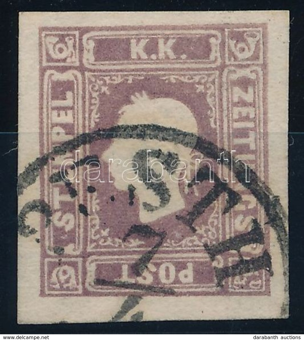 O 1858 Sötétlila Hírlapbélyeg Nagy Szélekkel / Newspaper Stamp Dark Lilac With Large Margins 'PESTH' Certificate: Strako - Autres & Non Classés