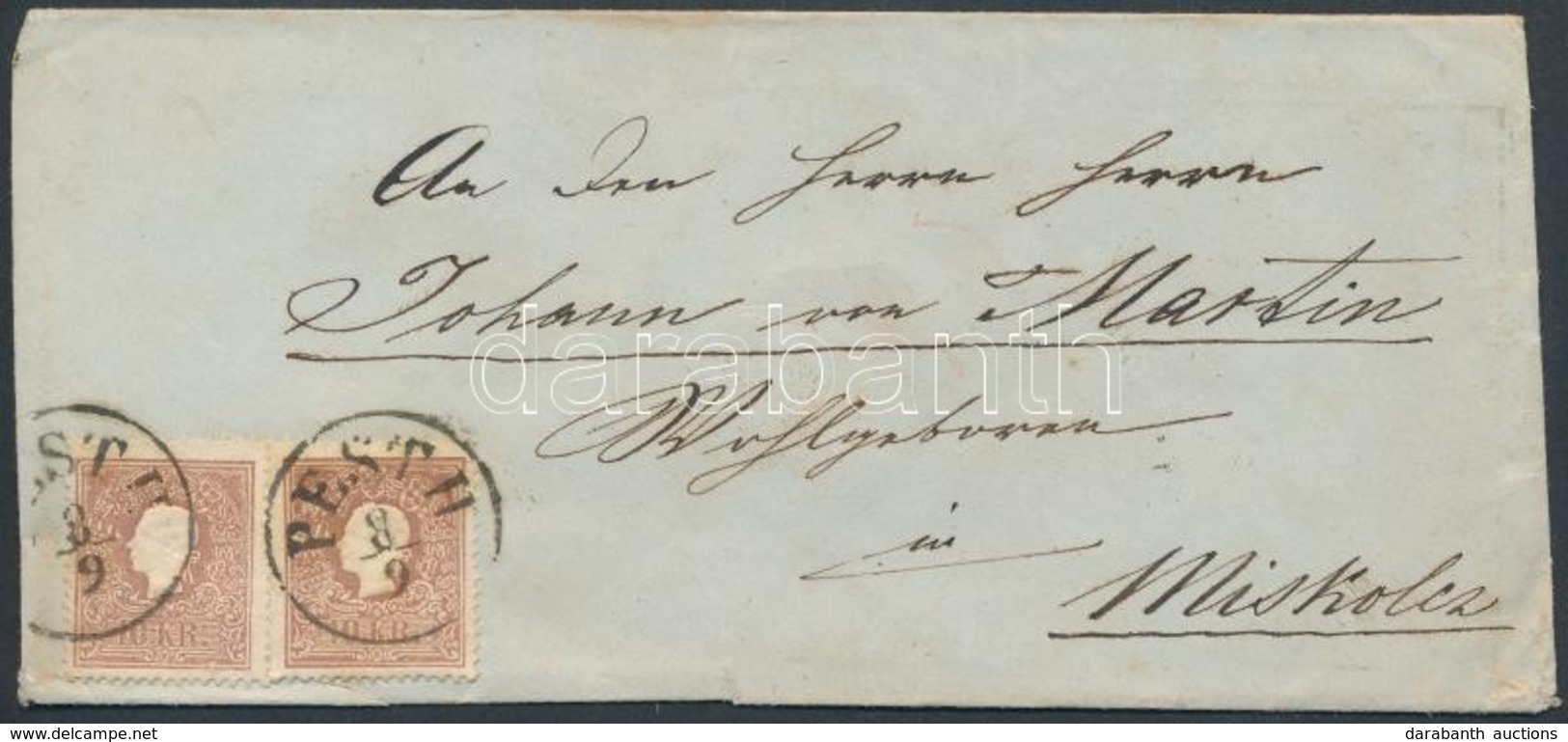 1859-1861 2 X 10kr Levélen / On Cover 'PESTH' - 'MISKOLCZ' - Sonstige & Ohne Zuordnung