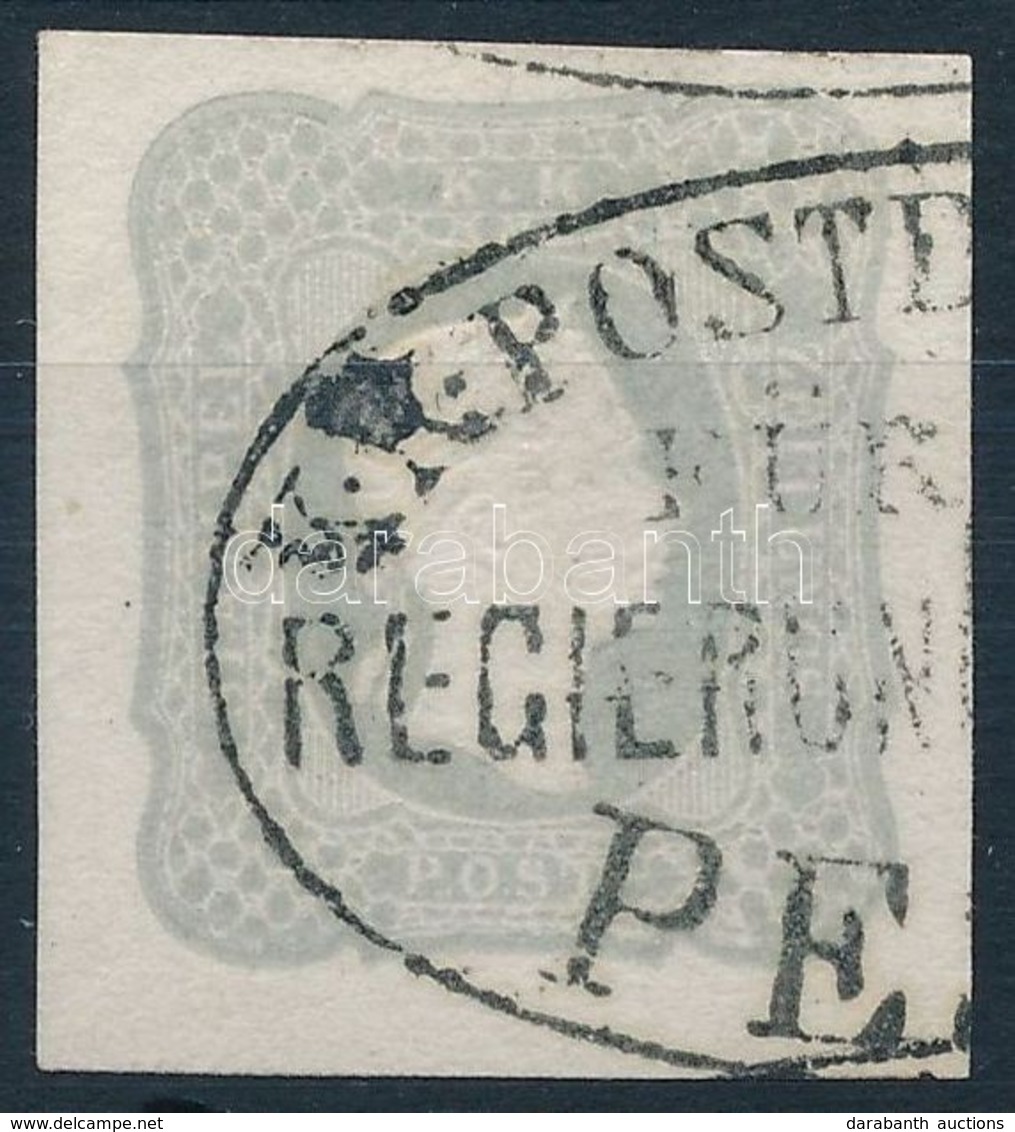 O 1861 Hírlapbélyeg Szürke / Newspaper Stamp Gray 'K.K. POSTD(IRECTION) FÜR (DEN) REGIERUN(GS-DISTRICT) PE(STH)' RR! - Autres & Non Classés