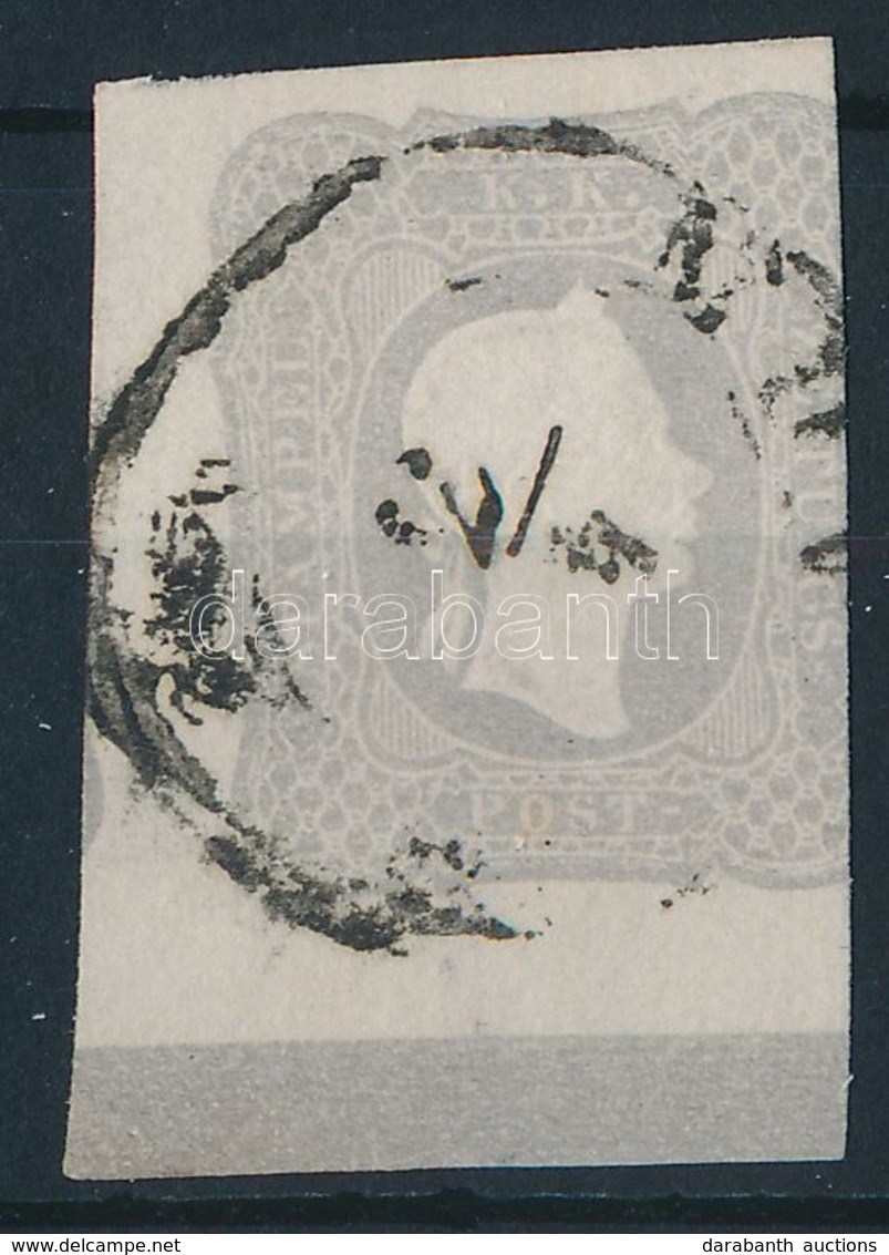 O 1861 Hírlapbélyeg Világosszürke, Alul Nagy Szegélyléclenyomattal / Newspaper Stamp Light Grey, Margin Piece 'MU(NKACS) - Sonstige & Ohne Zuordnung