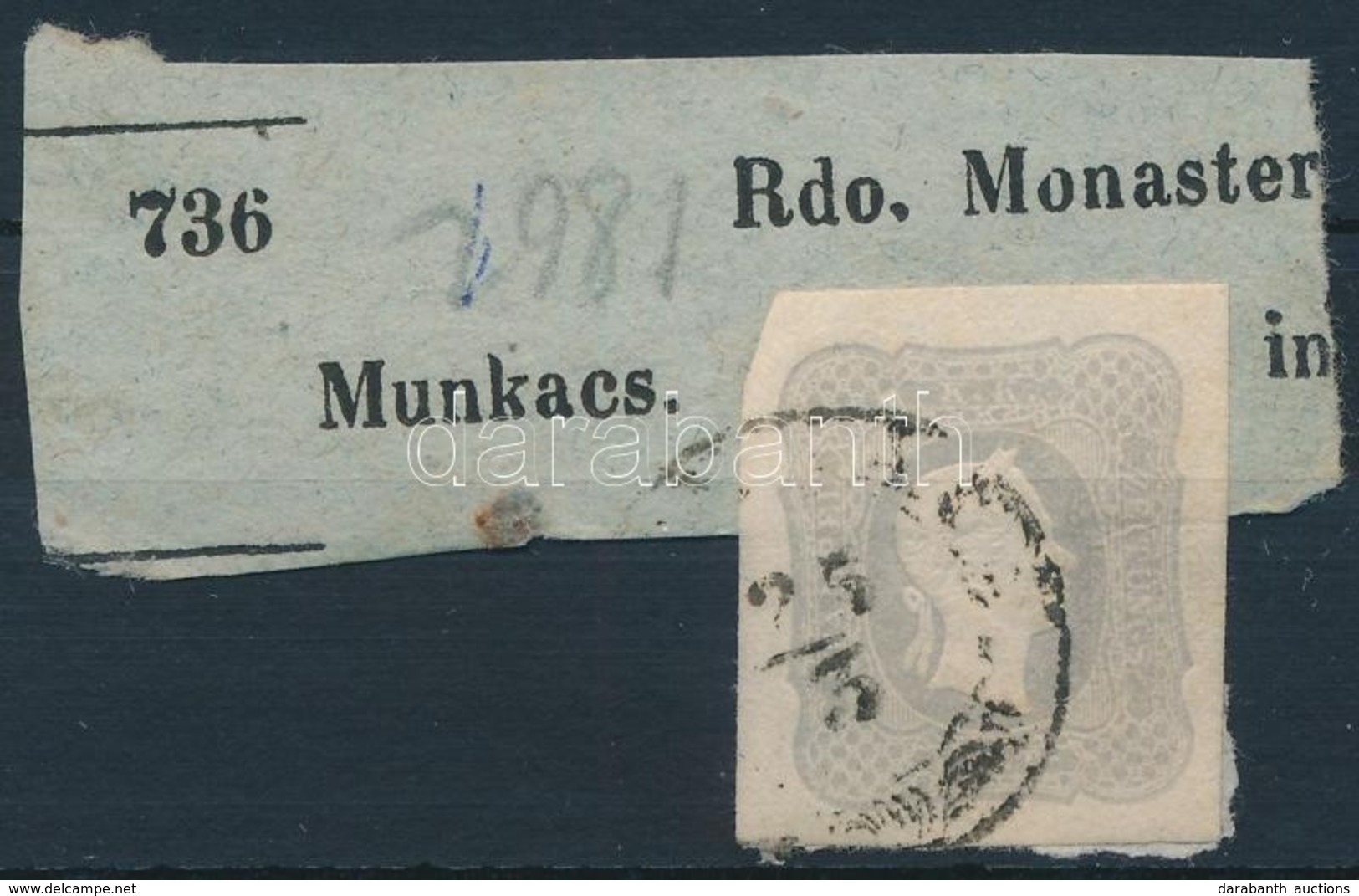 1861 Szürkésibolya Hírlapbélyeg Címszalag Darabon / Greyish Lilac Newspaper Stamp On Wrapper Piece '(MUN)KACS' Certifica - Autres & Non Classés