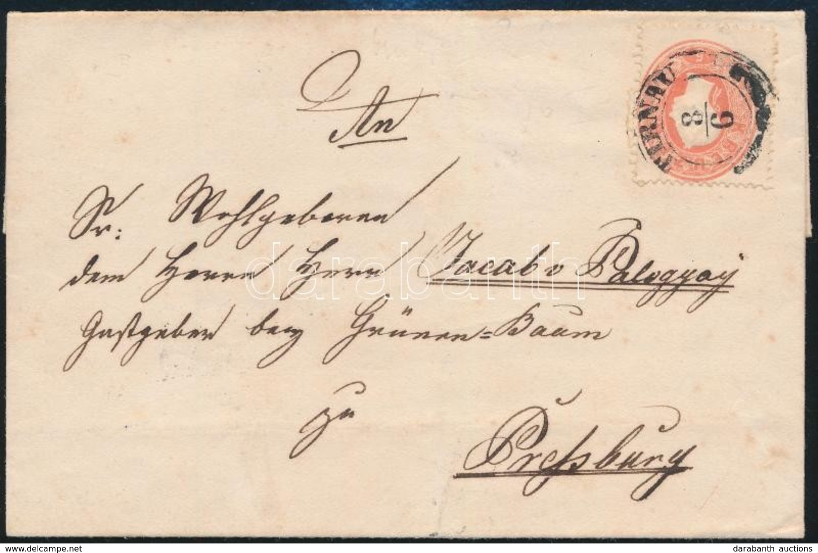 ~1862 5kr Levélen / On Cover 'TIRNAU' - Pressburg - Autres & Non Classés