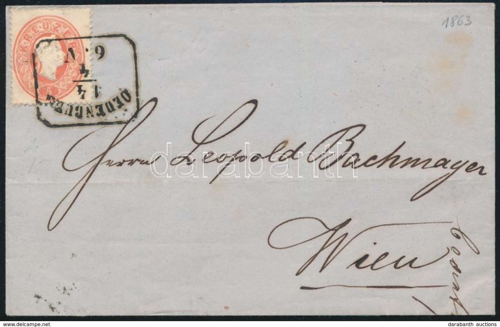 1863 5kr Levélen / On Cover 'OEDENBURG' - Wien - Autres & Non Classés