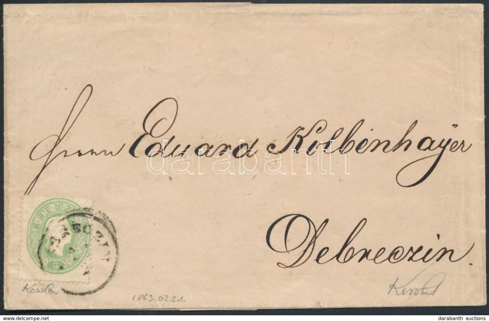 1863 3kr Helyi Levélen / On Local Cover 'DEBRECZIN' Signed: Kessler - Sonstige & Ohne Zuordnung