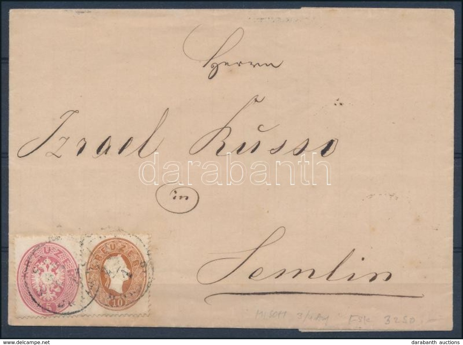 Ca. 1863 Vegyes Bérmentesítésű Levél 1861-es 10kr és 1863-as 5kr Bélyeggel Semlinbe / Cover With 1861 10kr And 1863 5kr  - Autres & Non Classés