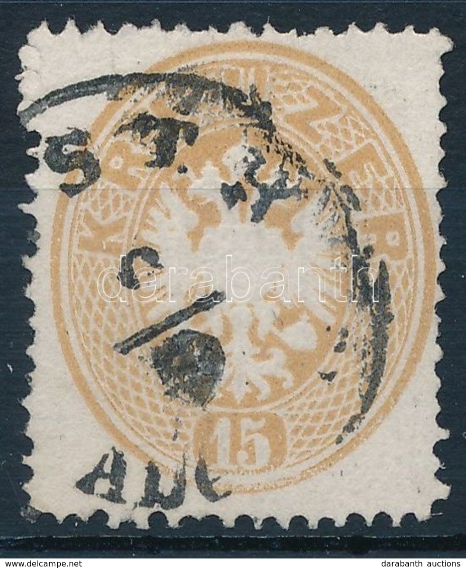 O 1863 15kr Világos Barna, Varratvízjellel / Light Brown, Ladurner '(PE)STH' Certificate: Steiner (felül Pici Szakadás / - Autres & Non Classés