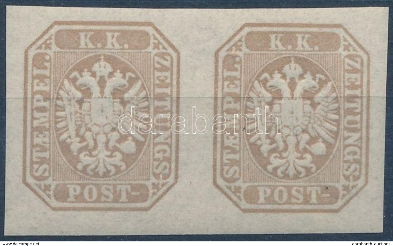 ** 1863 Hírlapbélyeg újnyomat Pár / Newspaper Stamp Reprint Pair. Certificate: Steiner - Sonstige & Ohne Zuordnung