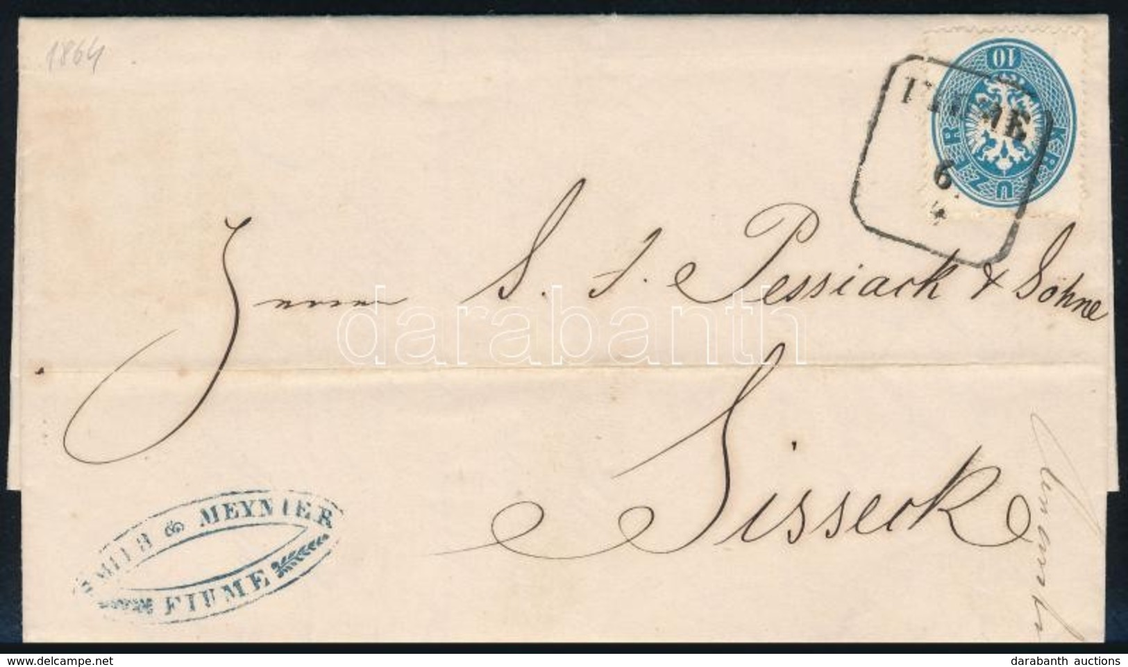 1864 10kr Levélen Teljes Tartalommal / On Cover With Full Content 'FIUME' - Autres & Non Classés