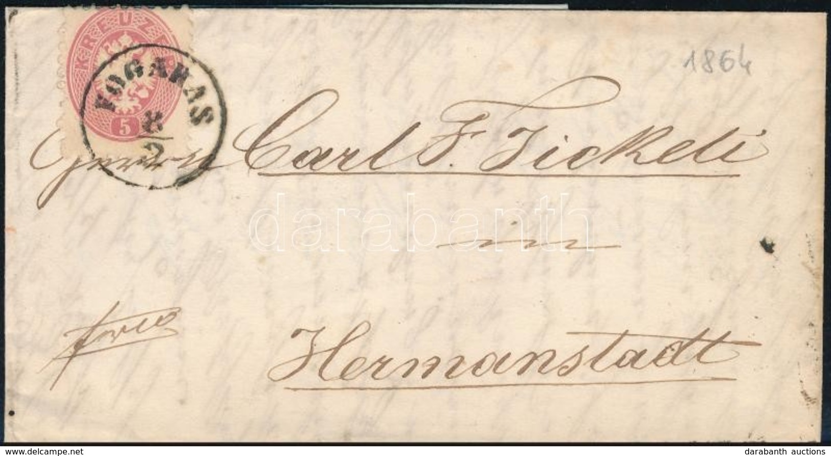 1864.02.08. 9 1/2 Fogazású Bélyeg Felhasználása 1864. Június 1 Előtt Levélen / 5 Kr Perforation 9 1/2 Used On Cover Befo - Sonstige & Ohne Zuordnung