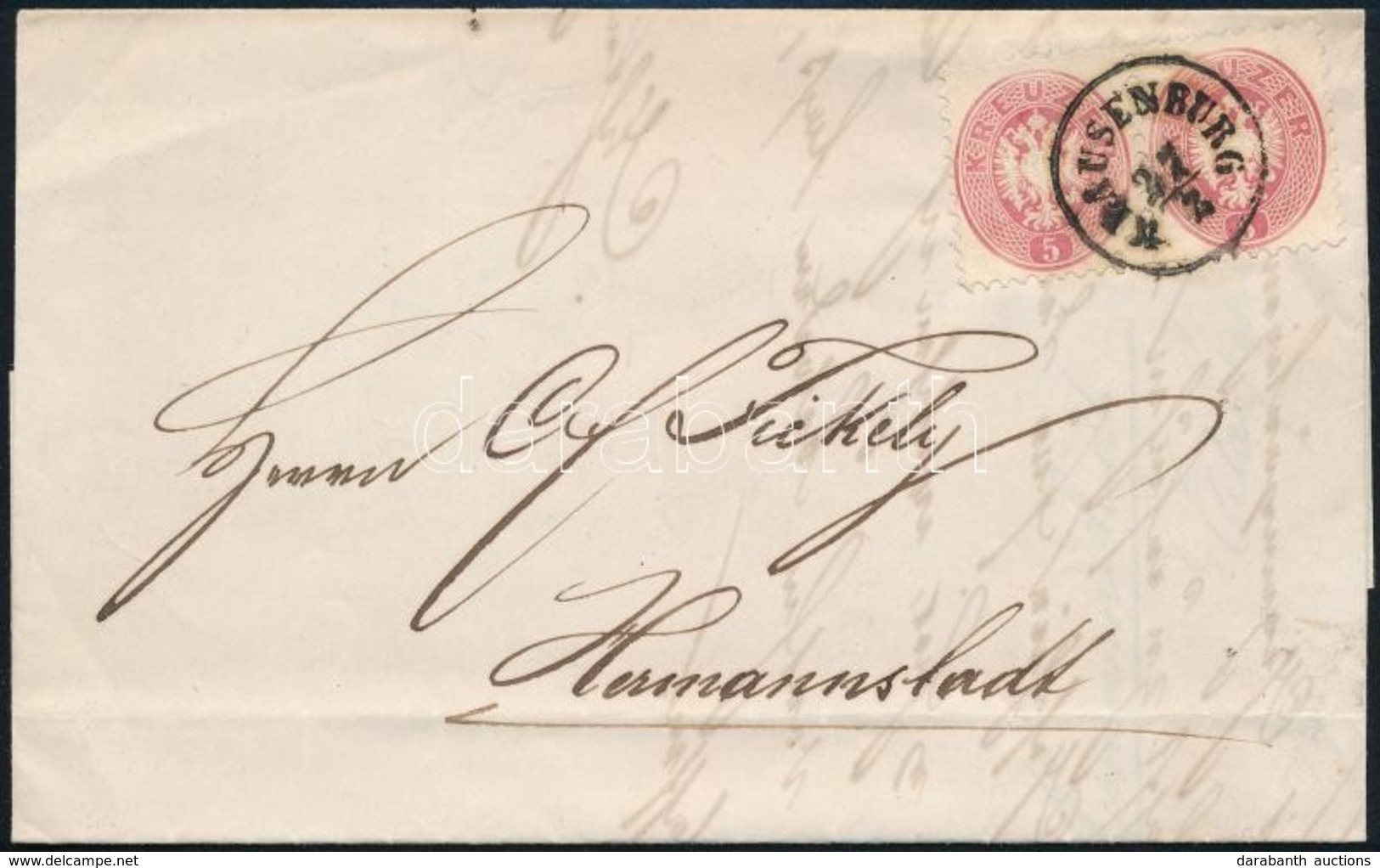 1865 5kr Pár Levélen / Pair On Cover 'KLAUSENBURG' - Hermannstadt - Autres & Non Classés