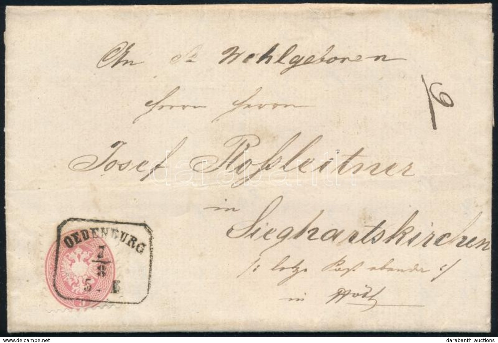 1866 5kr Levélen / On Cover 'OEDENBURG' - Sieghartskirchen (luxus Bélyegzés) - Autres & Non Classés