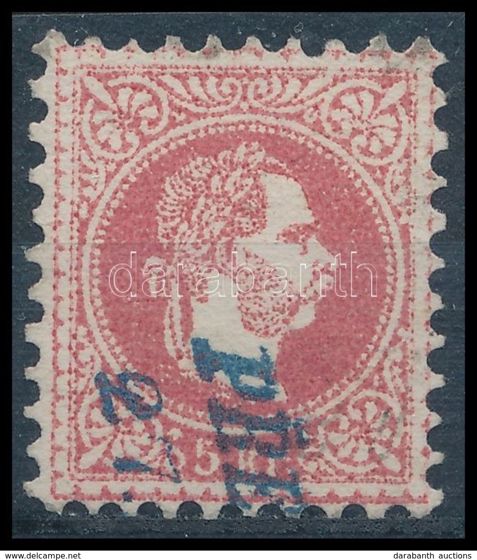 O 1867 5kr Pontozott Fejképalap Kék Bélyegzéssel / Dotted Medaillon And Blue Cancellation - Autres & Non Classés