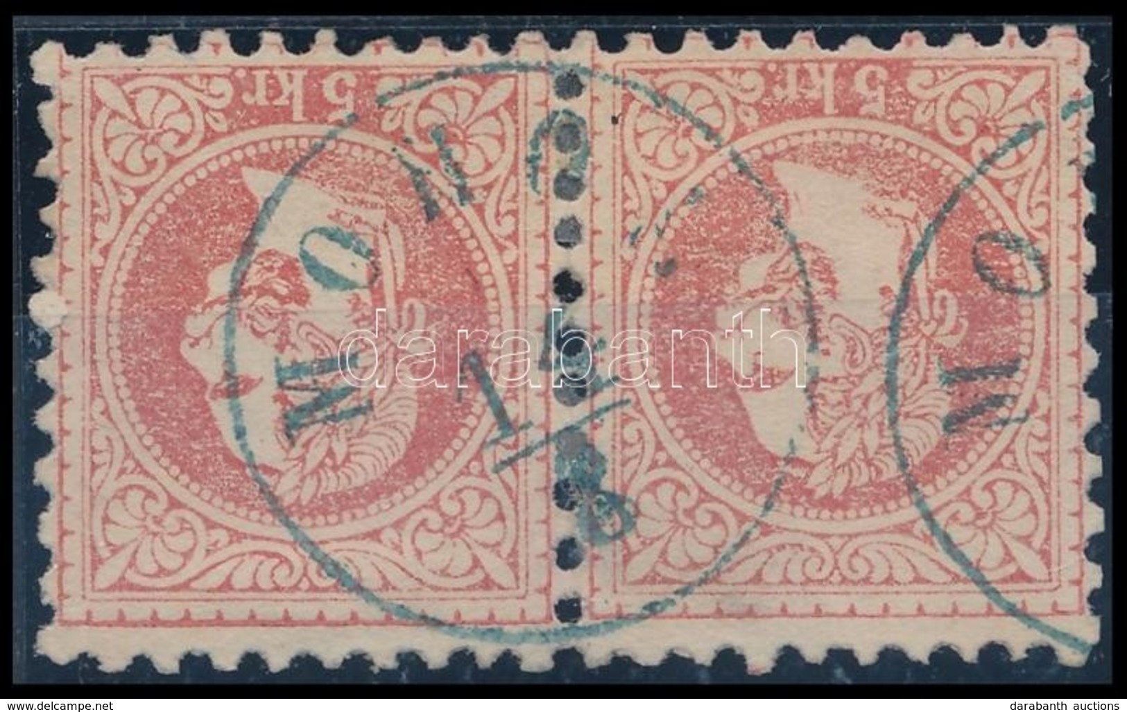 O 1867 5kr Pár/pair, Kék/blue 'MOHOL' (Gudlin 500 P) - Sonstige & Ohne Zuordnung