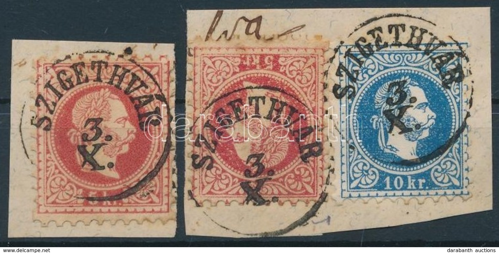 1867 Szigetvár Provizórium Színes - Többes Bérmentesítés - Egy Levélről Származó 2 Db Provizórium + 1 Db 10kr Bélyeg 3./ - Autres & Non Classés