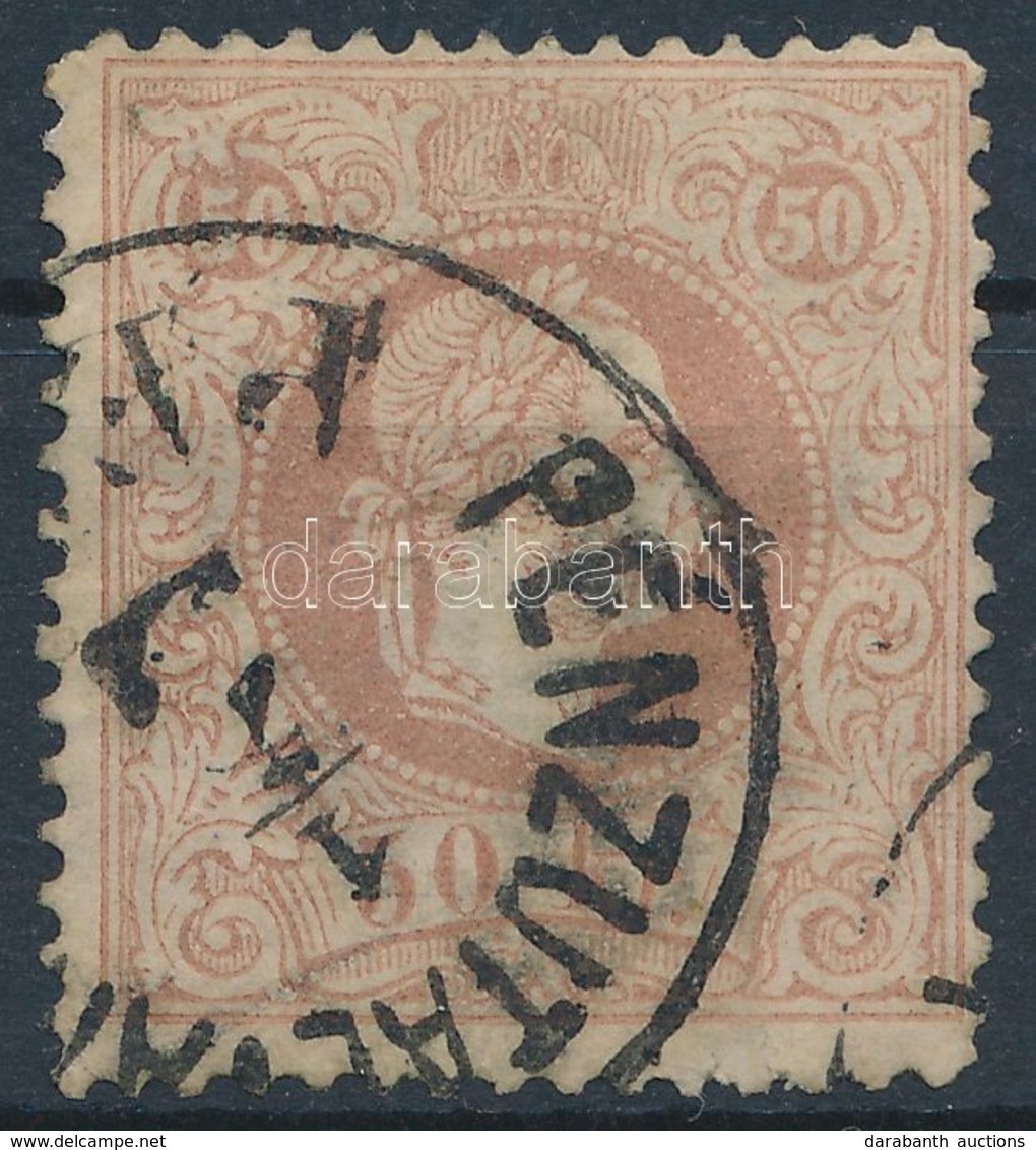 O 1867 50kr Rózsabarna (180.000) 'PÉNZTAL(VÁNY) PE(ST)' (pici Elvékonyodás A Bal Felső Saroknál / Small Thin Paper Left  - Autres & Non Classés