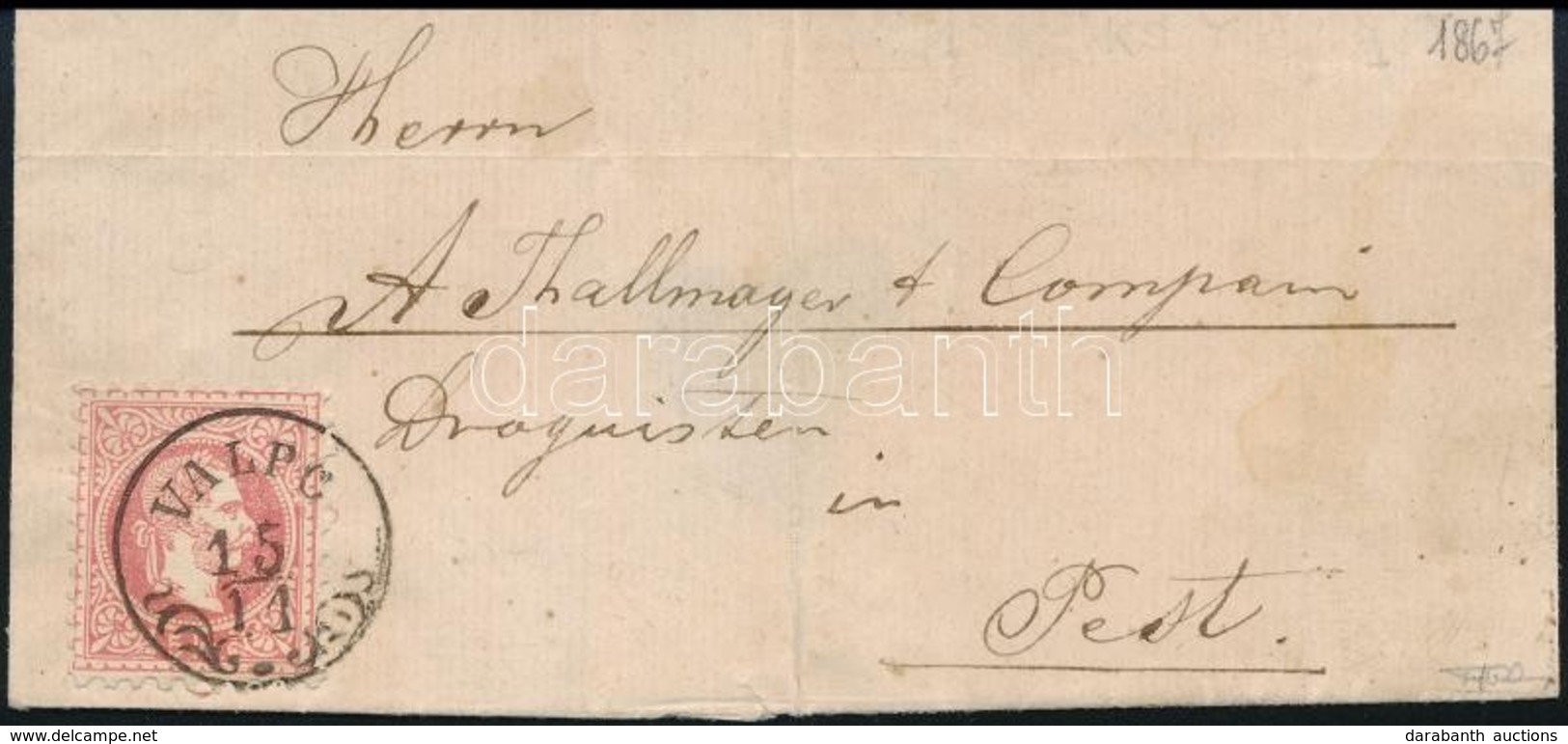 1867 5kr Levélen / On Cover 'VALPO' - 'PEST' - Altri & Non Classificati