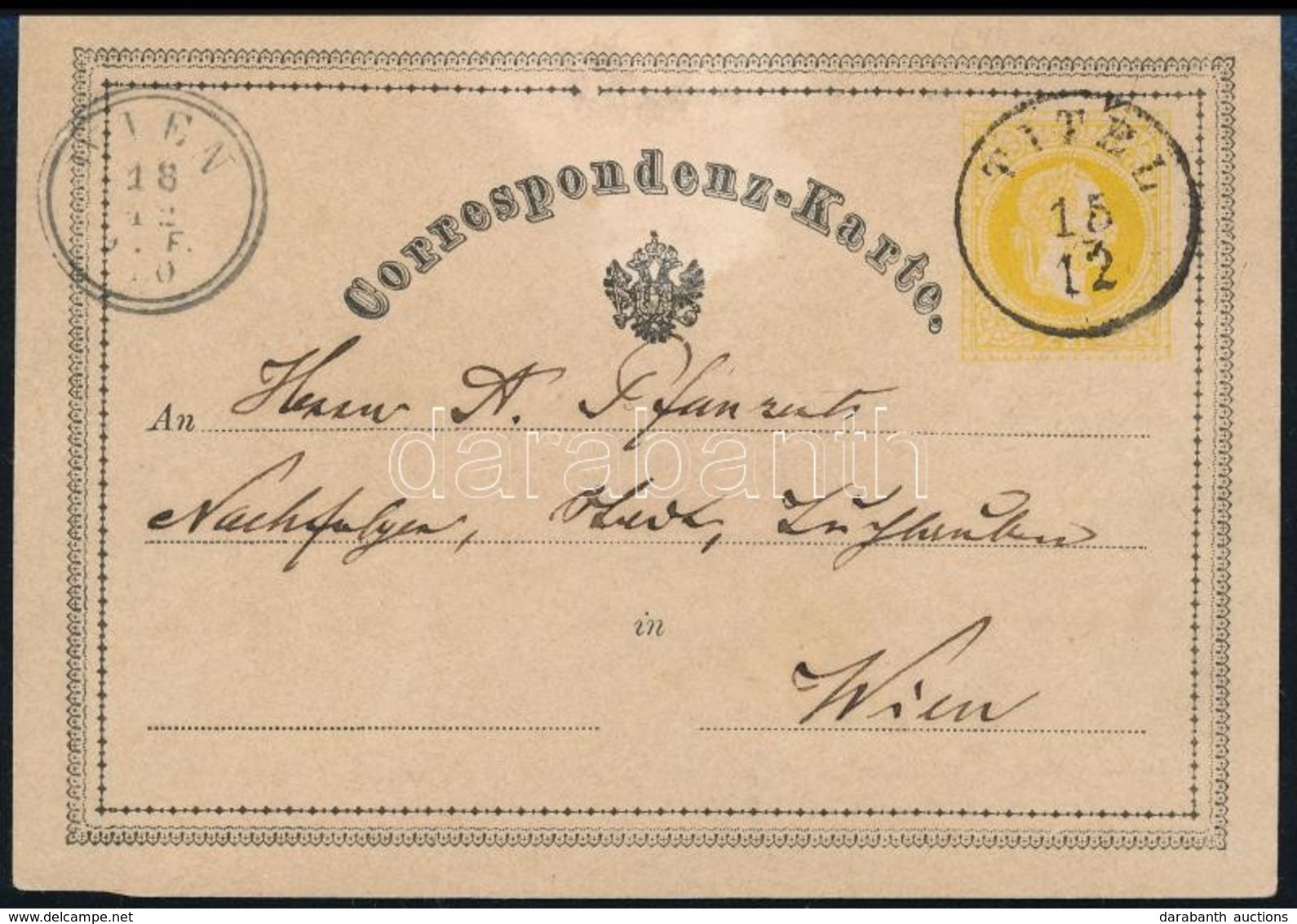 1870 2kr Díjjegyes Levelezőlap Osztrák Címerrel / PS-card With Austrian Coat-of-arms 'TITEL' - 'WIEN' - Autres & Non Classés