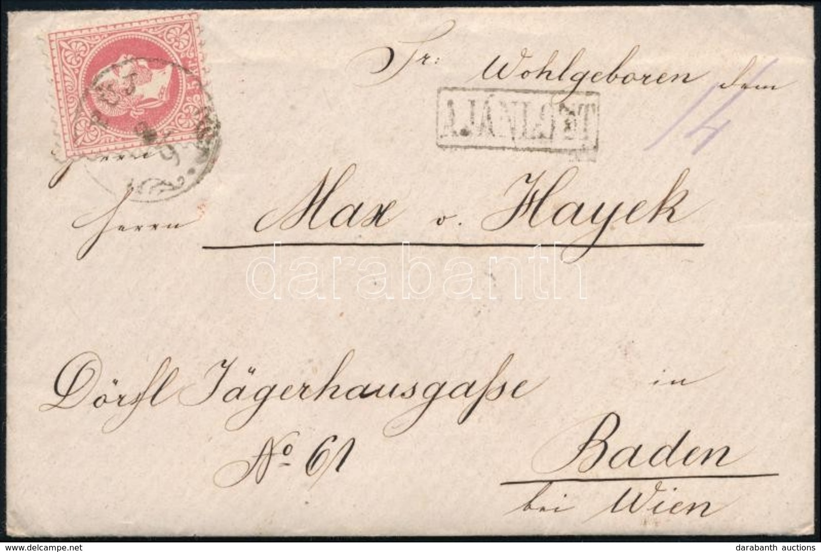 1871 5kr Ajánlott Levélen + 10kr A Hátoldalon / 5kr On Registered Cover + 10kr On The Backside 'PUJ' (Gudlin 300 P) - Sonstige & Ohne Zuordnung