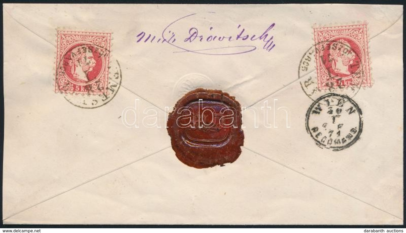 1871 5kr Díjjegyes Ajánlott Levél 2 X 5kr Díjkiegészítéssel, A Díjjegy Lemezhibás / Registered PS-cover With 2 X 5kr Add - Sonstige & Ohne Zuordnung