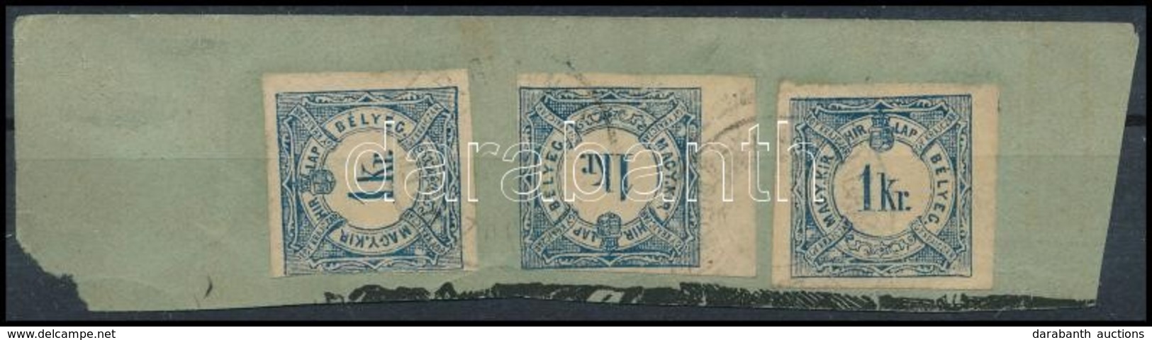 1880 3 Db Hírlapilleték Bélyeg Kivágáson / 3 Newspaper Duty Stamps On Cutting - Autres & Non Classés