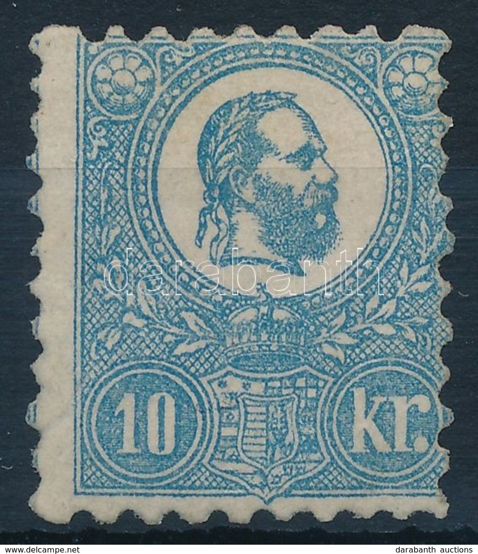 * 1871 Kőnyomat 10kr Világoskék Képbe Fogazott Bélyeg Eredeti, Javított Gumival, Falcos / Mi 4a With Shifted Perforation - Sonstige & Ohne Zuordnung