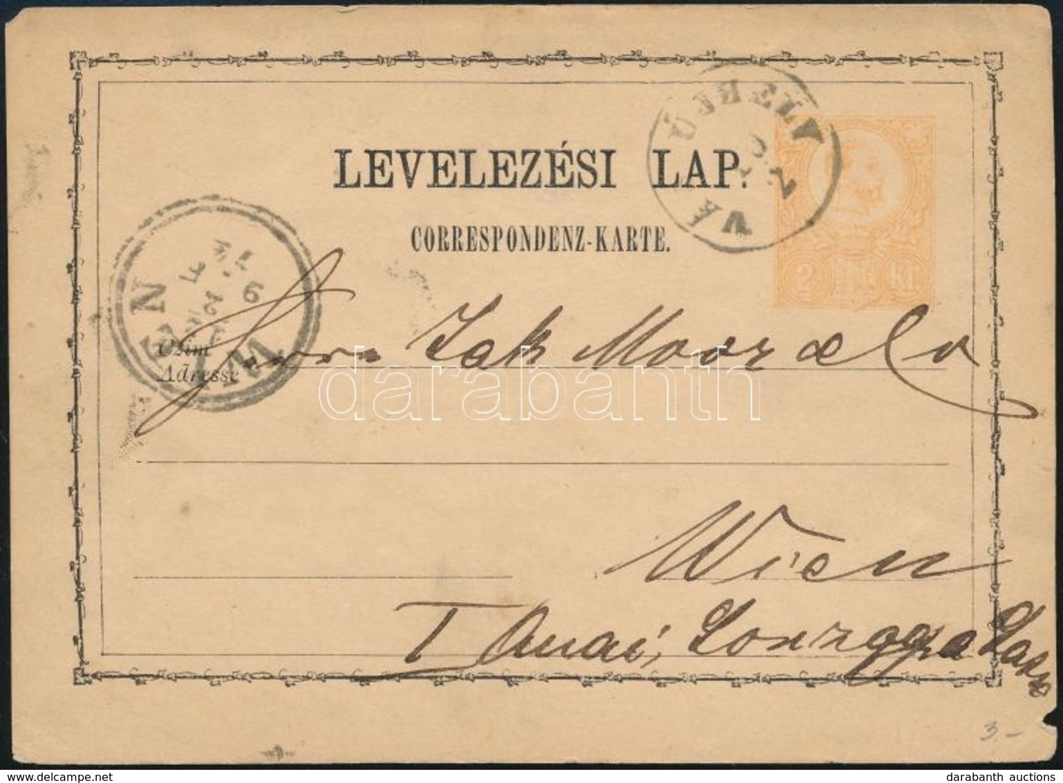 1874 Díjjegyes Levelezőlap / PS-card 'VÁGÚJHELY' - Sonstige & Ohne Zuordnung