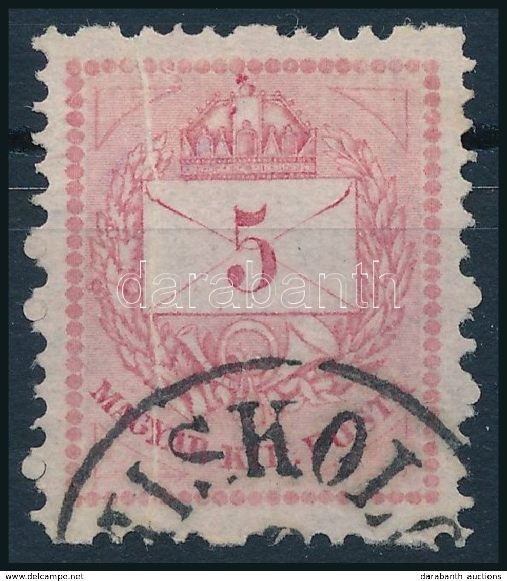 O 1874 5kr, A Teljes Bélyegképen Végigfutó Papírránc / Paper Crease - Sonstige & Ohne Zuordnung