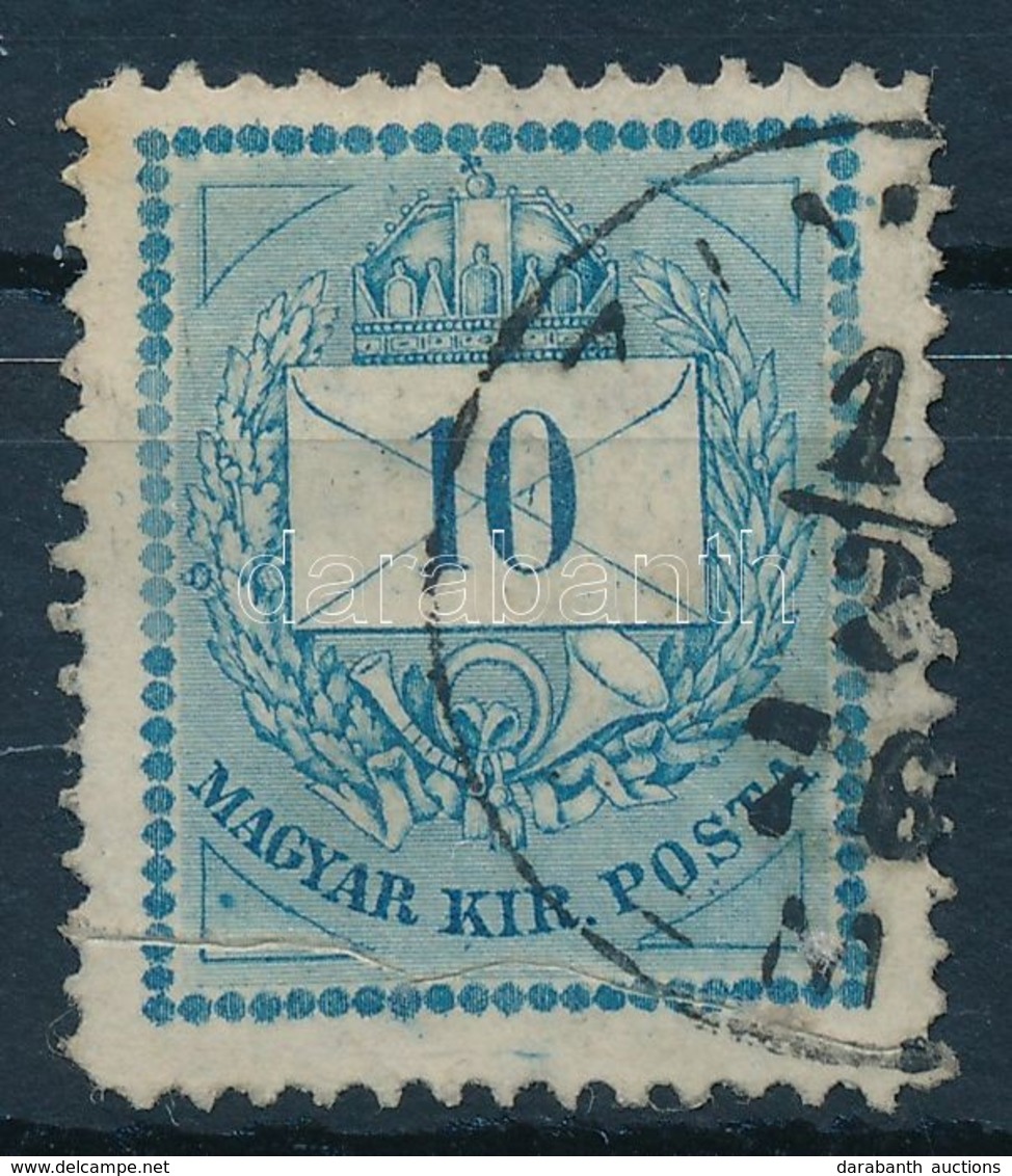 O 1874 10kr A Teljes Bélyegen Végigfutó Papírránccal / With Paper Crease - Autres & Non Classés