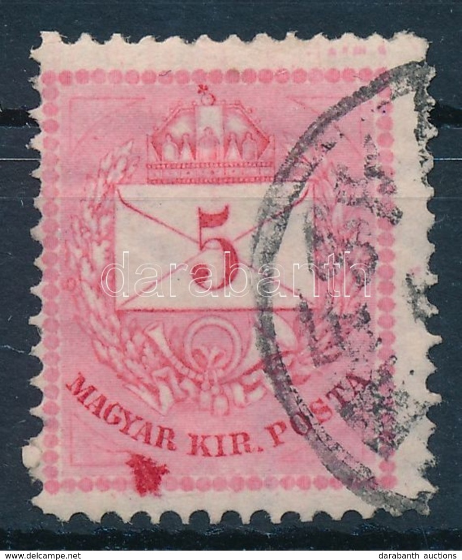 O 1881 5kr A Bal Alsó Háromszögnél Nagy Festékfolt / Large Paint Spot - Autres & Non Classés