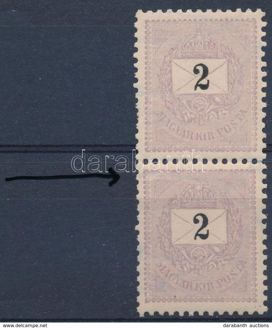 ** 1889 2kr Függőleges Pár, Alsó Bélyegen Lemezhiba / Vertical Pair With Plate Flaw - Autres & Non Classés