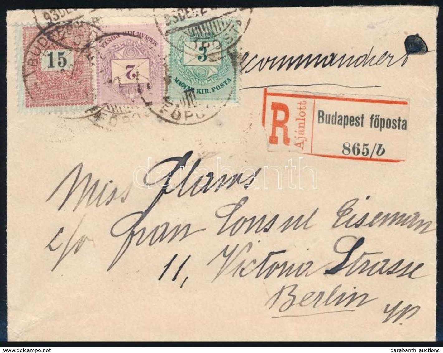 1893 Ajánlott Levél 1881-es 2kr + 3kr + 1888 15kr Vegyes Bérmentesítéssel / Mi 21 + Mi 23 + Mi 34 Mixed Franking On Regi - Sonstige & Ohne Zuordnung