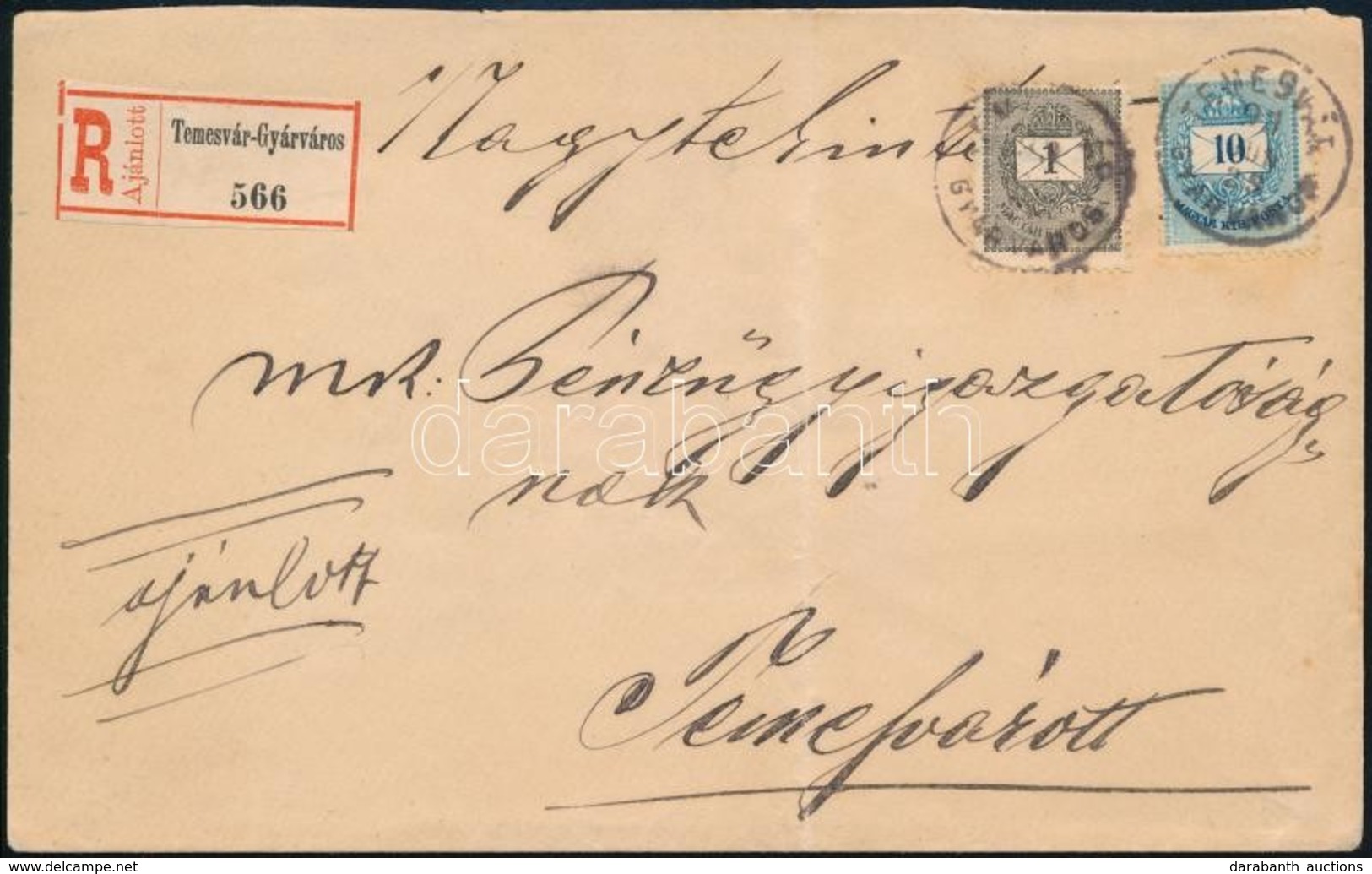 1898 1kr + Színesszámú 10kr Túlsúlyos Helyi Ajánlott Levélen / 1kr + 10kr On Overweight Registered Local Cover - Sonstige & Ohne Zuordnung