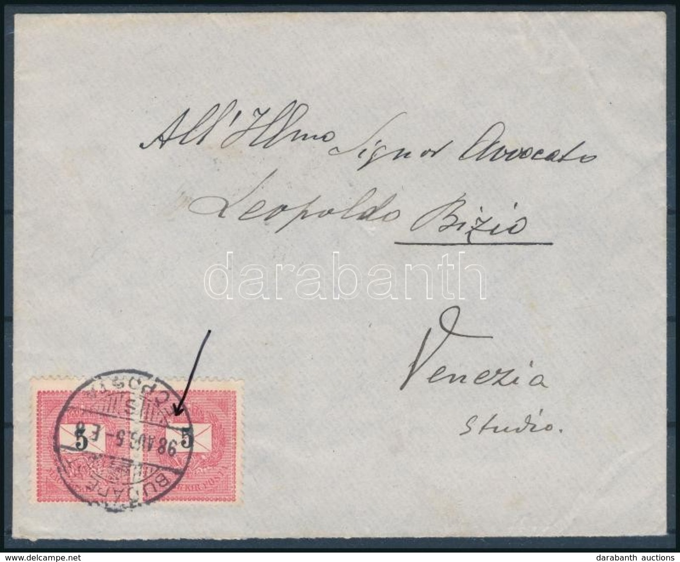 1898 2 X 5kr Levélen, Az Egyik érték Fénylőpont Lemezhibával / 2 X 5kr On Cover, 1 Stamp With Plate Flaw - Sonstige & Ohne Zuordnung