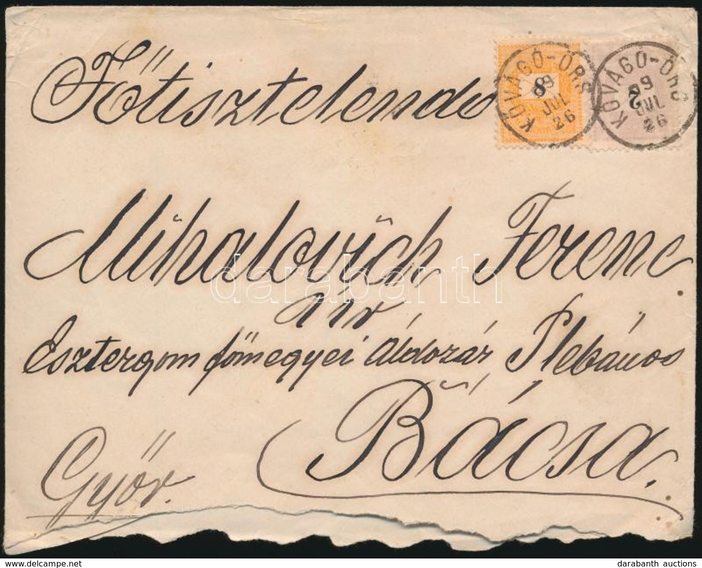 1899 2kr + 8kr Levélen / On 2nd Weight Class Domestic Cover 'KŐVÁGÓ-ÖRS' - 'KIS-BAJCS' - Bácsa - Sonstige & Ohne Zuordnung